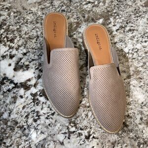 Indigo Perforated Taupe Slip-On Mules